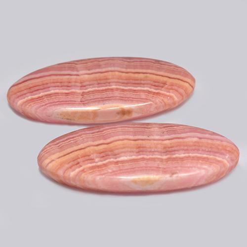 24.12 ctw Multicolor Rhodochrosite Stones, Natural Rhodochrosite in Oval Cabochon Shape for Sale