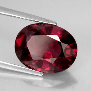 7.08 ct Red Rhodolite Garnet Stone, Natural Rhodolite Garnet in Oval Facet Shape for Sale