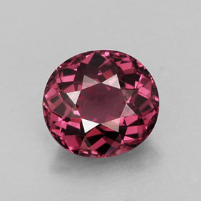 1.38 ct Red Rhodolite Garnet Gemstone, Rhodolite Garnet Gem in Oval Facet Shape for Sale.
