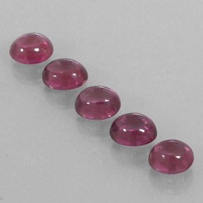 5.03 ct Red Rhodolite Garnet Gemstone, Rhodolite Garnet Gem in Oval Cabochon Shape for Sale.