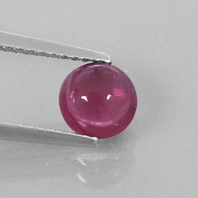 1.28 ct Red Rhodolite Garnet Gemstone, Rhodolite Garnet Gem in Round Cabochon Shape for Sale.