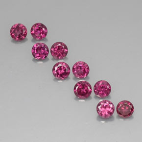3.37 ct Red Rhodolite Garnet Gemstone, Rhodolite Garnet Gem in Round Facet Shape for Sale.