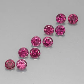 3.37 ct Red Rhodolite Garnet Stone, Natural Rhodolite Garnet in Round Facet Shape for Sale
