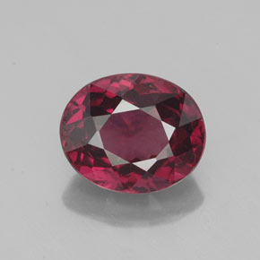 2.35 ct Red Rhodolite Garnet Gemstone, Rhodolite Garnet Gem in Oval Facet Shape for Sale.