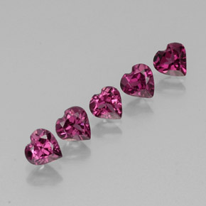 2.52 ct Red Rhodolite Garnet Gemstone, Rhodolite Garnet Gem in Heart Facet Shape for Sale.