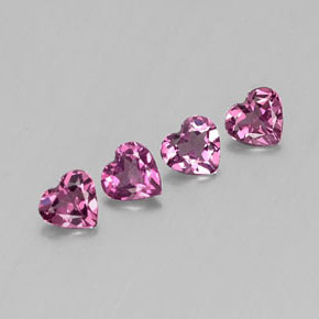 1.61 ct Violet Rhodolite Garnet Gemstone, Rhodolite Garnet Gem in Heart Facet Shape for Sale.