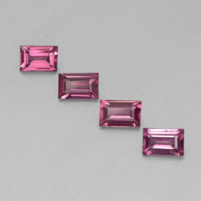 2.19 ct Red Rhodolite Garnet Gemstone, Rhodolite Garnet Gem in Baguette Facet Shape for Sale.