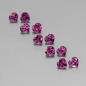 2.85 ct Red Rhodolite Garnet Gemstone, Rhodolite Garnet Gem in Heart Facet Shape for Sale.