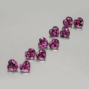 2.95 ctw Red Rhodolite Garnet Gemstones, Rhodolite Garnet Gems in Heart Facet Shape for Sale.
