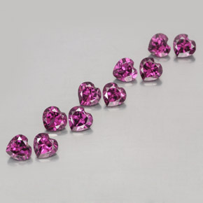 3.11 ctw Purple Rhodolite Garnet Stones, Natural Rhodolite Garnet in Heart Facet Shape for Sale