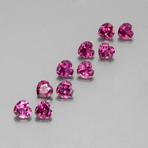2.84 ctw Purple Rhodolite Garnet Stones, Natural Rhodolite Garnet in Heart Facet Shape for Sale