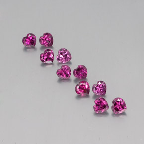 3.49 ctw Red Rhodolite Garnet Gemstones, Rhodolite Garnet Gems in Heart Facet Shape for Sale.