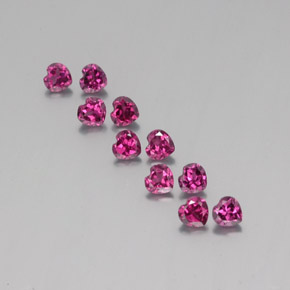 3.22 ctw Red Rhodolite Garnet Gemstones, Rhodolite Garnet Gems in Heart Facet Shape for Sale.