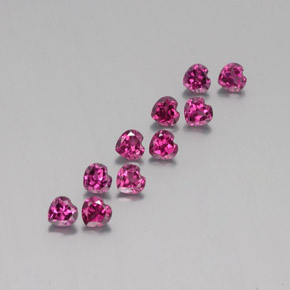 3.22 ctw Red Rhodolite Garnet Stones, Natural Rhodolite Garnet in Heart Facet Shape for Sale