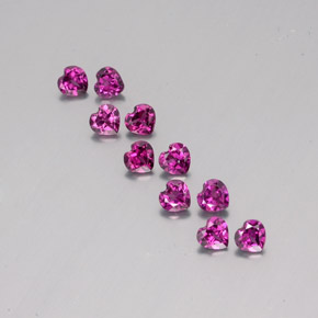 2.83 ctw Violet Rhodolite Garnet Gemstones, Rhodolite Garnet Gems in Heart Facet Shape for Sale.