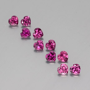 2.92 ct Red Rhodolite Garnet Gemstone, Rhodolite Garnet Gem in Heart Facet Shape for Sale.