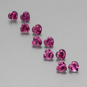 3.02 ctw Red Rhodolite Garnet Gemstones, Rhodolite Garnet Gems in Heart Facet Shape for Sale.