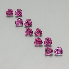 2.81 ctw Purple Rhodolite Garnet Gemstones, Rhodolite Garnet Gems in Heart Facet Shape for Sale.