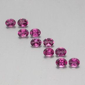 3.93 ctw Red Rhodolite Garnet Gemstones, Rhodolite Garnet Gems in Oval Facet Shape for Sale.