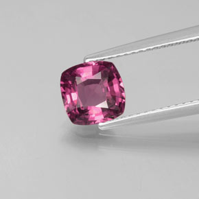 1.65 ct Red Rhodolite Garnet Gemstone, Rhodolite Garnet Gem in Cushion-Cut Shape for Sale.