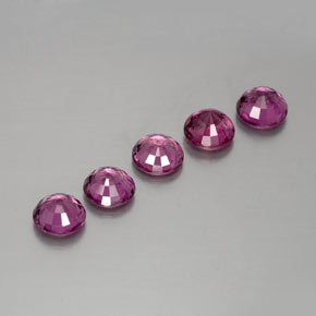 Rhodolite Garnet Gemstones in 5 mm (calibrated) Size for Sale, Rhodolite Garnet Stones in Raspberry Red Color