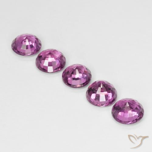 Rhodolite Garnet Gemstones in 5 mm (calibrated) Size for Sale, Rhodolite Garnet Stones in Pinkish Purple Color