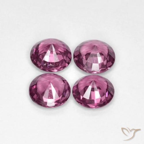 Rhodolite Garnet Gemstones in 5 mm (calibrated) Size for Sale, Rhodolite Garnet Stones in Medium-Dark Purple Color