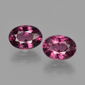 2.32 ctw Red Rhodolite Garnet Gemstones, Rhodolite Garnet Gems in Oval Facet Shape for Sale.