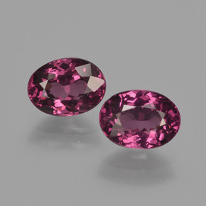 2.52 ctw Purple Rhodolite Garnet Gemstones, Rhodolite Garnet Gems in Oval Facet Shape for Sale.