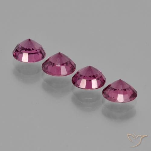 Rhodolite Garnet Gemstones in 5 mm (calibrated) Size for Sale, Rhodolite Garnet Stones in Pinkish Purple Color
