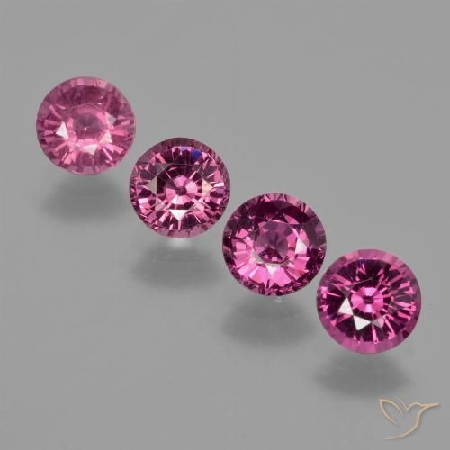 Lotto di 4 pezzi Granato di rodolite viola taglio rotondo Granato di rodolite - Peso 2,44 ct totali / media. 0,61 ct ciascuno, misura 5,1mm, colore: Viola scuro, durezza Mohs 6,5 - 7,5 adatto per gioielli da indossare ogni giorno, Photo A