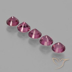 Rhodolite Garnet Gemstones in 5 mm (calibrated) Size for Sale, Rhodolite Garnet Stones in Pinkish Purple Color