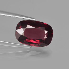 3.17 ct Red Rhodolite Garnet Gemstone, Rhodolite Garnet Gem in Cushion-Cut Shape for Sale.