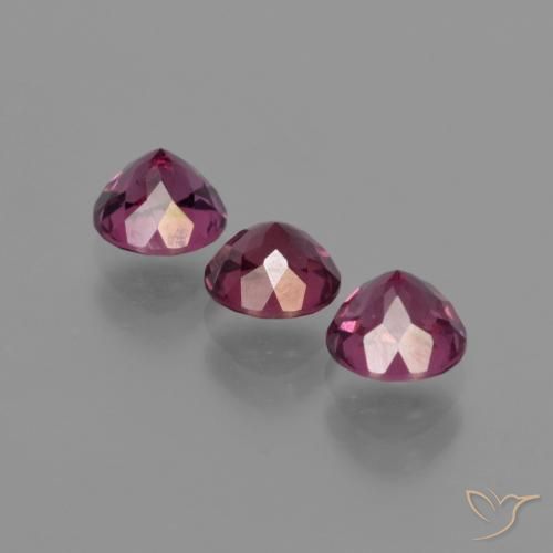 Rhodolite Garnet Gemstones in 5 mm (calibrated) Size for Sale, Rhodolite Garnet Stones in Pink Berry Purple Color