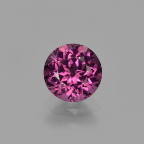 0.87 ct Red Rhodolite Garnet Gemstone, Rhodolite Garnet Gem in Round Facet Shape for Sale.