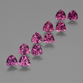 5.62 ctw Pink Rhodolite Garnet Gemstones, Rhodolite Garnet Gems in Trillion Facet Shape for Sale.