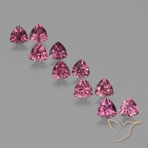 5.14 ctw Red Rhodolite Garnet Stones, Natural Rhodolite Garnet in Trillion Facet Shape for Sale