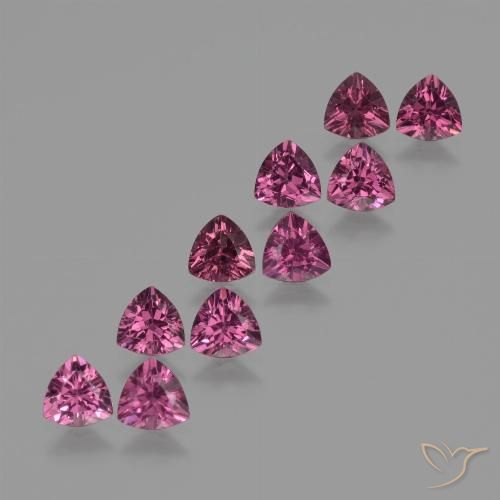 5.20ctw Natural Deep Pink Berry Purple Rhodolite Garnet, Trillion, VS