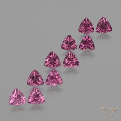 4.58ctw Natural Deep Pink Berry Purple Rhodolite Garnet, Trillion, VS