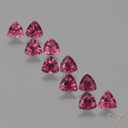 4.67 ctw Purple Rhodolite Garnet Stones, Natural Rhodolite Garnet in Trillion Facet Shape for Sale