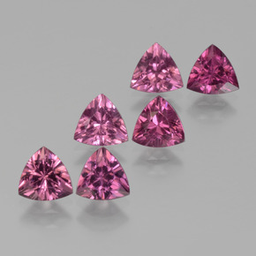 3.22 ctw Pink Rhodolite Garnet Gemstones, Rhodolite Garnet Gems in Trillion Facet Shape for Sale.