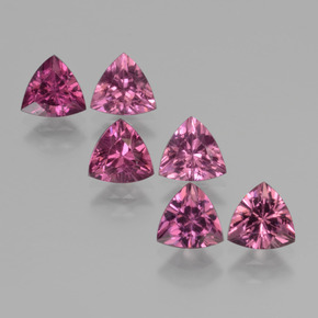 3.22 ctw Pink Rhodolite Garnet Stones, Natural Rhodolite Garnet in Trillion Facet Shape for Sale
