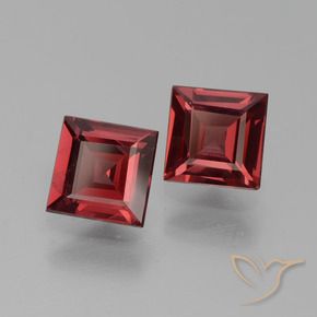 1.43 ctw Red Rhodolite Garnet Stones, Natural Rhodolite Garnet in Square Facet Shape for Sale