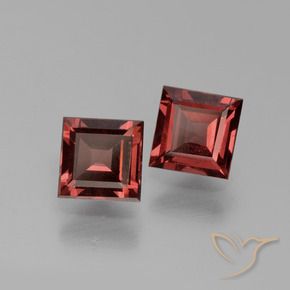 1.35 ctw Red Rhodolite Garnet Stones, Natural Rhodolite Garnet in Square Facet Shape for Sale