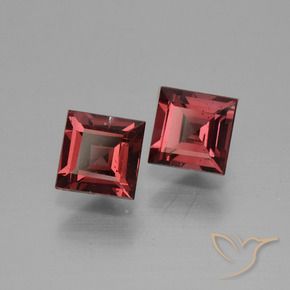 1.61 ctw Red Rhodolite Garnet Stones, Natural Rhodolite Garnet in Square Facet Shape for Sale