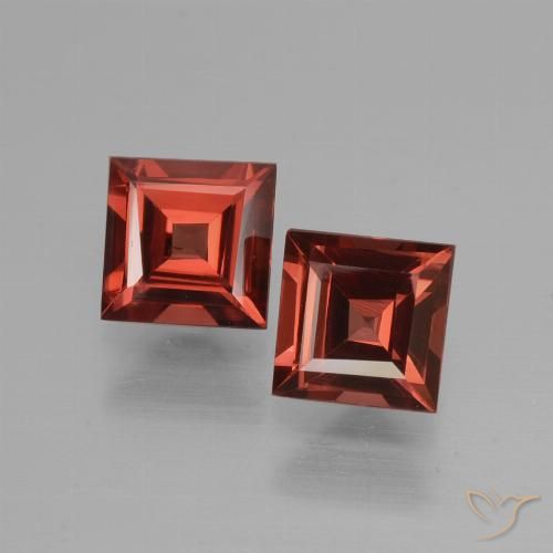 1.4 ct Square Cut Rhodolite Garnet, 4.9 x 4.8 mm From Mozambique, Photo A