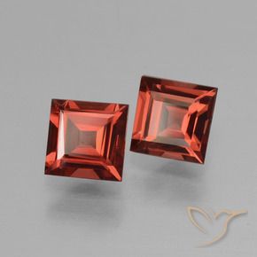 1.40 ctw Red Rhodolite Garnet Stones, Natural Rhodolite Garnet in Square Facet Shape for Sale