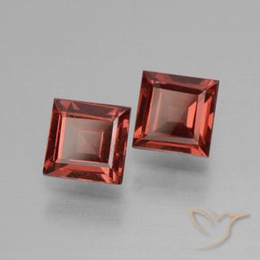 1.36 ctw Red Rhodolite Garnet Stones, Natural Rhodolite Garnet in Square Facet Shape for Sale