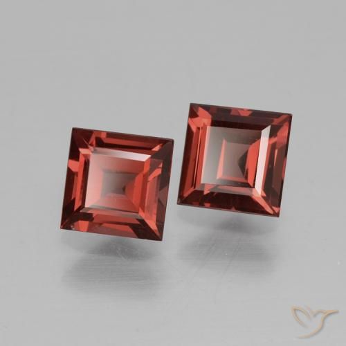1.48 ctw Red Rhodolite Garnet Stones, Natural Rhodolite Garnet in Square Facet Shape for Sale