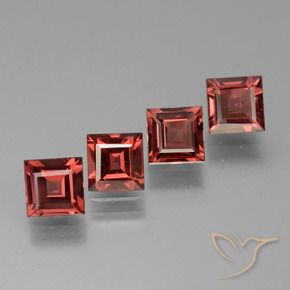2.84 ctw Red Rhodolite Garnet Stones, Natural Rhodolite Garnet in Square Facet Shape for Sale